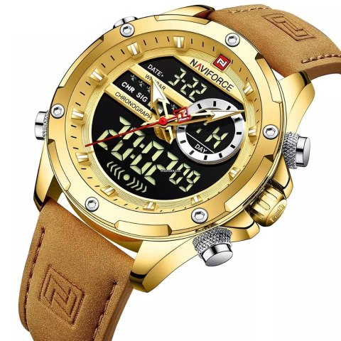 ZEGAREK MĘSKI NAVIFORCE NF9208 G/G/L.BN - CHRONOGRAF + BOX ZEGAREK MĘSKI NAVIFORCE NF9208 G/G/L.BN - CHRONOGRAF + BOX