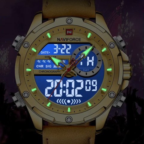ZEGAREK MĘSKI NAVIFORCE NF9208 G/G/L.BN - CHRONOGRAF + BOX ZEGAREK MĘSKI NAVIFORCE NF9208 G/G/L.BN - CHRONOGRAF + BOX