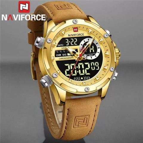 ZEGAREK MĘSKI NAVIFORCE NF9208 G/G/L.BN - CHRONOGRAF + BOX ZEGAREK MĘSKI NAVIFORCE NF9208 G/G/L.BN - CHRONOGRAF + BOX