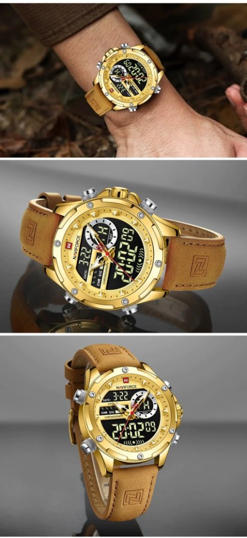 ZEGAREK MĘSKI NAVIFORCE NF9208 G/G/L.BN - CHRONOGRAF + BOX ZEGAREK MĘSKI NAVIFORCE NF9208 G/G/L.BN - CHRONOGRAF + BOX