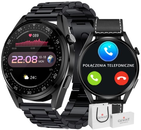 Smartwatch Giewont Vertex SmartCall GW450-2 Carbon/Carbon Leather Smartwatch Giewont Vertex SmartCall GW450-2 Carbon/Carbon Leather