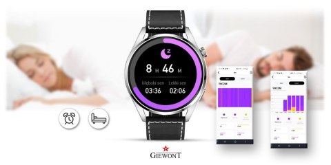 Smartwatch Giewont Vertex SmartCall GW450-5 Silver/Carbon Leather Smartwatch Giewont Vertex SmartCall GW450-5 Silver/Carbon Leather
