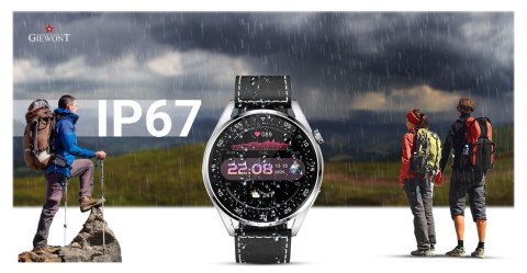 Smartwatch Giewont Vertex SmartCall GW450-5 Silver/Carbon Leather Smartwatch Giewont Vertex SmartCall GW450-5 Silver/Carbon Leather