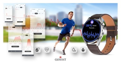 Smartwatch Giewont Vertex SmartCall GW450-6 Silver/Brown Leather Smartwatch Giewont Vertex SmartCall GW450-6 Silver/Brown Leather