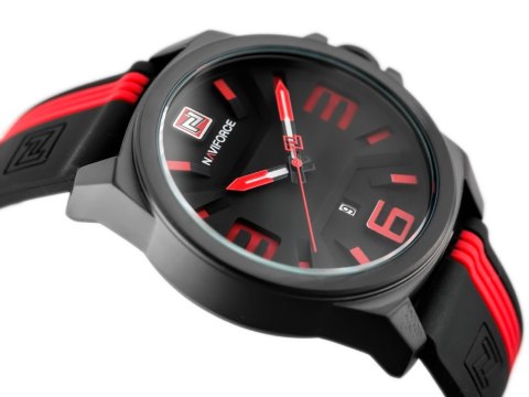 ZEGAREK MĘSKI NAVIFORCE - NF9098 (zn045e) - black/red ZEGAREK MĘSKI NAVIFORCE - NF9098 (zn045e) - black/red