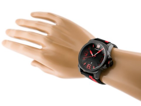 ZEGAREK MĘSKI NAVIFORCE - NF9098 (zn045e) - black/red ZEGAREK MĘSKI NAVIFORCE - NF9098 (zn045e) - black/red
