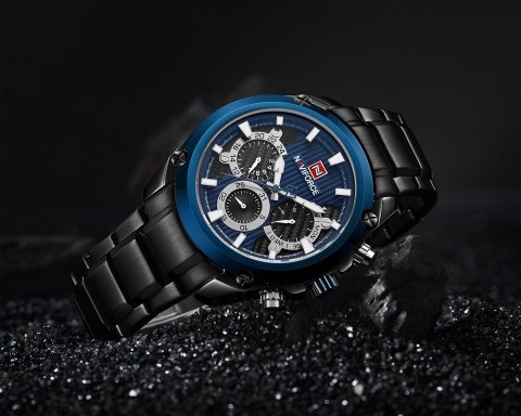 ZEGAREK MĘSKI NAVIFORCE - NF9113 (zn078d) - black/blue + box ZEGAREK MĘSKI NAVIFORCE - NF9113 (zn078d) - black/blue + box