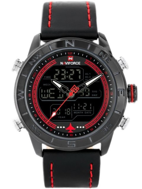 ZEGAREK MĘSKI NAVIFORCE - NF9144 (zn077b) - black/red + box ZEGAREK MĘSKI NAVIFORCE - NF9144 (zn077b) - black/red + box