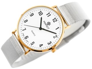 ZEGAREK DAMSKI PERFECT B7304 antyalergiczny (zp852f) silver/r.gold