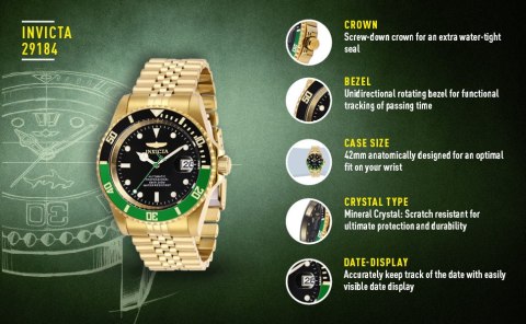 ZEGAREK MĘSKI INVICTA DIVER PROFESSIONAL 29184 - AUTOMAT WR200, koperta 42mm (zv004b) ZEGAREK MĘSKI INVICTA DIVER PROFESSIONAL 29184 - AUTOMAT WR200, koperta 42mm (zv004b)