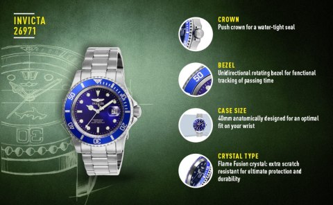 ZEGAREK MĘSKI INVICTA PRO DIVER 26971 - WODOSZCZELNOŚĆ 200m, koperta 40mm ZEGAREK MĘSKI INVICTA PRO DIVER 26971 - WODOSZCZELNOŚĆ 200m, koperta 40mm