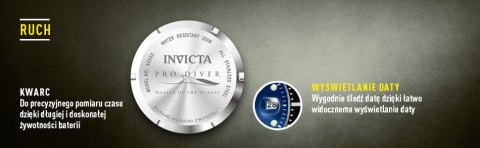 ZEGAREK MĘSKI INVICTA PRO DIVER 26971 - WODOSZCZELNOŚĆ 200m, koperta 40mm ZEGAREK MĘSKI INVICTA PRO DIVER 26971 - WODOSZCZELNOŚĆ 200m, koperta 40mm