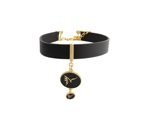 Choker skórzany z logo Colibra (C22/JES/177AU) Choker skórzany z logo Colibra (C22/JES/177AU)