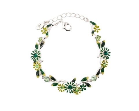 Bransoletka delikatne, zielone kwiatuszki z kryształkami z kolekcji Blossom (B8155AG/Z) Bransoletka delikatne, zielone kwiatuszki z kryształkami z kolekcji Blossom (B8155AG/Z)