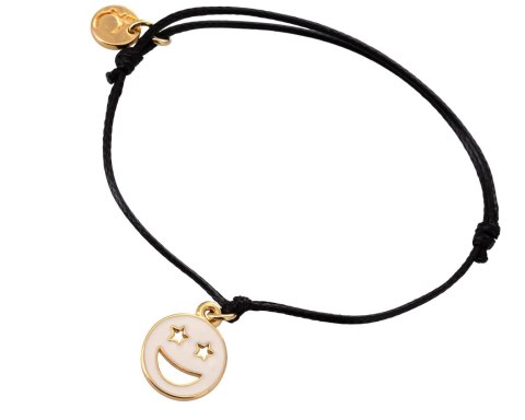 Bransoletka smile, z perłową emalią, z czarnym sznurkiem z kolekcji TEEN VIBE (B24/TEN/10/1AU) Bransoletka smile, z perłową emalią, z czarnym sznurkiem z kolekcji TEEN VIBE (B24/TEN/10/1AU)