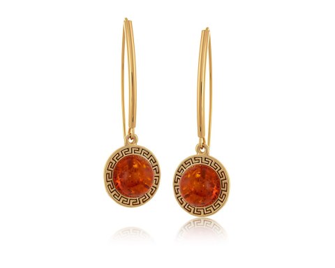 Kolczyki z bursztynem otoczonym drogą grecką z kolekcji Amber (P24/TYN/07/1AU) Kolczyki z bursztynem otoczonym drogą grecką z kolekcji Amber (P24/TYN/07/1AU)
