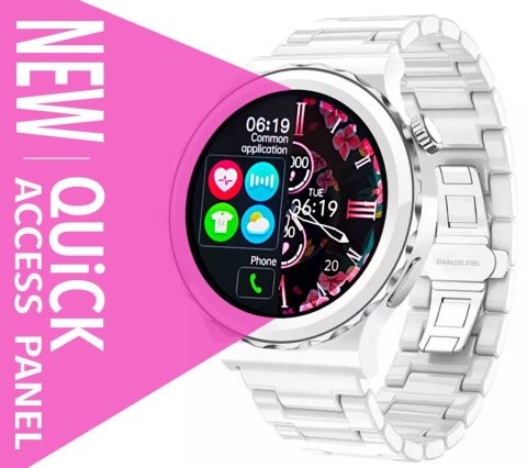 Smartwatch Damski Rubicon RNCE92-1 Srebrny-Ceramiczna Bransoleta + Biały Silikonowy Pasek Smartwatch Damski Rubicon RNCE92-1 Srebrny-Ceramiczna Bransoleta + Biały Silikonowy Pasek