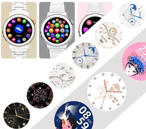 Smartwatch Damski Rubicon RNCE92-1 Srebrny-Ceramiczna Bransoleta + Biały Silikonowy Pasek Smartwatch Damski Rubicon RNCE92-1 Srebrny-Ceramiczna Bransoleta + Biały Silikonowy Pasek
