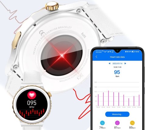 Smartwatch Damski Rubicon RNCE92-1 Srebrny-Ceramiczna Bransoleta + Biały Silikonowy Pasek Smartwatch Damski Rubicon RNCE92-1 Srebrny-Ceramiczna Bransoleta + Biały Silikonowy Pasek