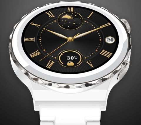 Smartwatch Damski Rubicon RNCE92-1 Srebrny-Ceramiczna Bransoleta + Biały Silikonowy Pasek Smartwatch Damski Rubicon RNCE92-1 Srebrny-Ceramiczna Bransoleta + Biały Silikonowy Pasek