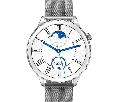 Smartwatch Damski Rubicon RNCF02-1 Srebrno-Srebrny + Czarny Silikonowy Pasek Smartwatch Damski Rubicon RNCF02-1 Srebrno-Srebrny + Czarny Silikonowy Pasek