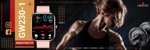 Smartwatch Giewont Dynamic SmartCall GW230-1 - Rose Gold/Powder Pink Smartwatch Giewont Dynamic SmartCall GW230-1 - Rose Gold/Powder Pink