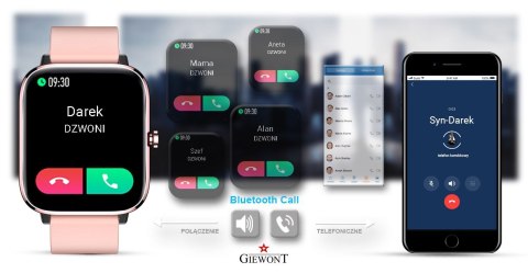Smartwatch Giewont Dynamic SmartCall GW230-1 - Rose Gold/Powder Pink Smartwatch Giewont Dynamic SmartCall GW230-1 - Rose Gold/Powder Pink