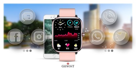 Smartwatch Giewont Dynamic SmartCall GW230-1 - Rose Gold/Powder Pink Smartwatch Giewont Dynamic SmartCall GW230-1 - Rose Gold/Powder Pink