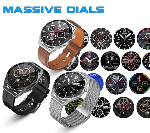 Smartwatch Rubicon RNCE88-1 Czarny- Czarny Pasek Silikonowy + Czarny Pasek Skórzany Smartwatch Rubicon RNCE88-1 Czarny- Czarny Pasek Silikonowy + Czarny Pasek Skórzany