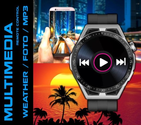 Smartwatch Rubicon RNCE88-2 Czarny- Czarny Pasek Silikonowy + Czarna Bransoleta Smartwatch Rubicon RNCE88-2 Czarny- Czarny Pasek Silikonowy + Czarna Bransoleta