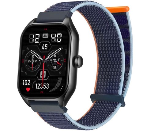 Smartwatch Rubicon RNCF03-1 Czarny+ Niebiesko-Pomarańczowy Pasek Parciany Smartwatch Rubicon RNCF03-1 Czarny+ Niebiesko-Pomarańczowy Pasek Parciany