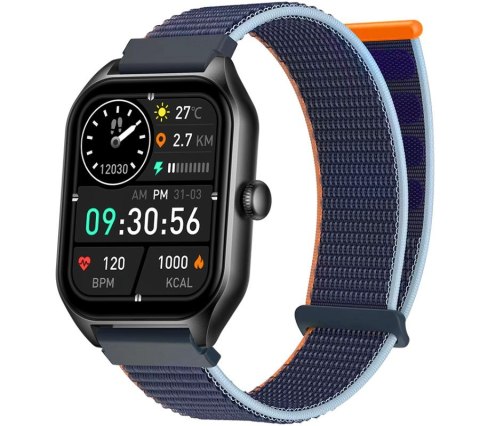 Smartwatch Rubicon RNCF03-1 Czarny+ Niebiesko-Pomarańczowy Pasek Parciany Smartwatch Rubicon RNCF03-1 Czarny+ Niebiesko-Pomarańczowy Pasek Parciany