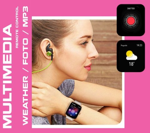 Smartwatch Rubicon RNCF03-1 Czarny+ Niebiesko-Pomarańczowy Pasek Parciany Smartwatch Rubicon RNCF03-1 Czarny+ Niebiesko-Pomarańczowy Pasek Parciany