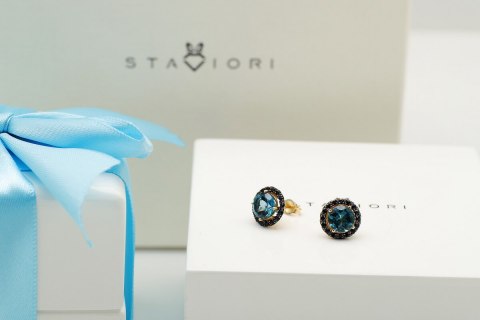 Złote kolczyki KZD6010 - Topaz London Blue Złote kolczyki KZD6010 - Topaz London Blue