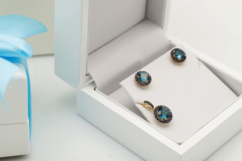 Złote kolczyki KZD6010 - Topaz London Blue Złote kolczyki KZD6010 - Topaz London Blue