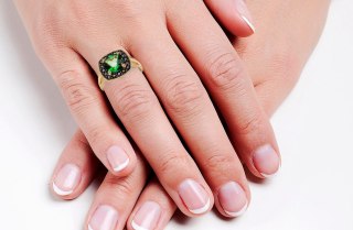 Złoty pierścionek PZC5600 - Topaz Zielony